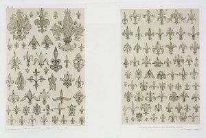 Projekty Fleur de Lys z każdego wieku i z całego świata, z „Sztuki i przemysłu”, wydanej przez Delatre, Paryż, 1857